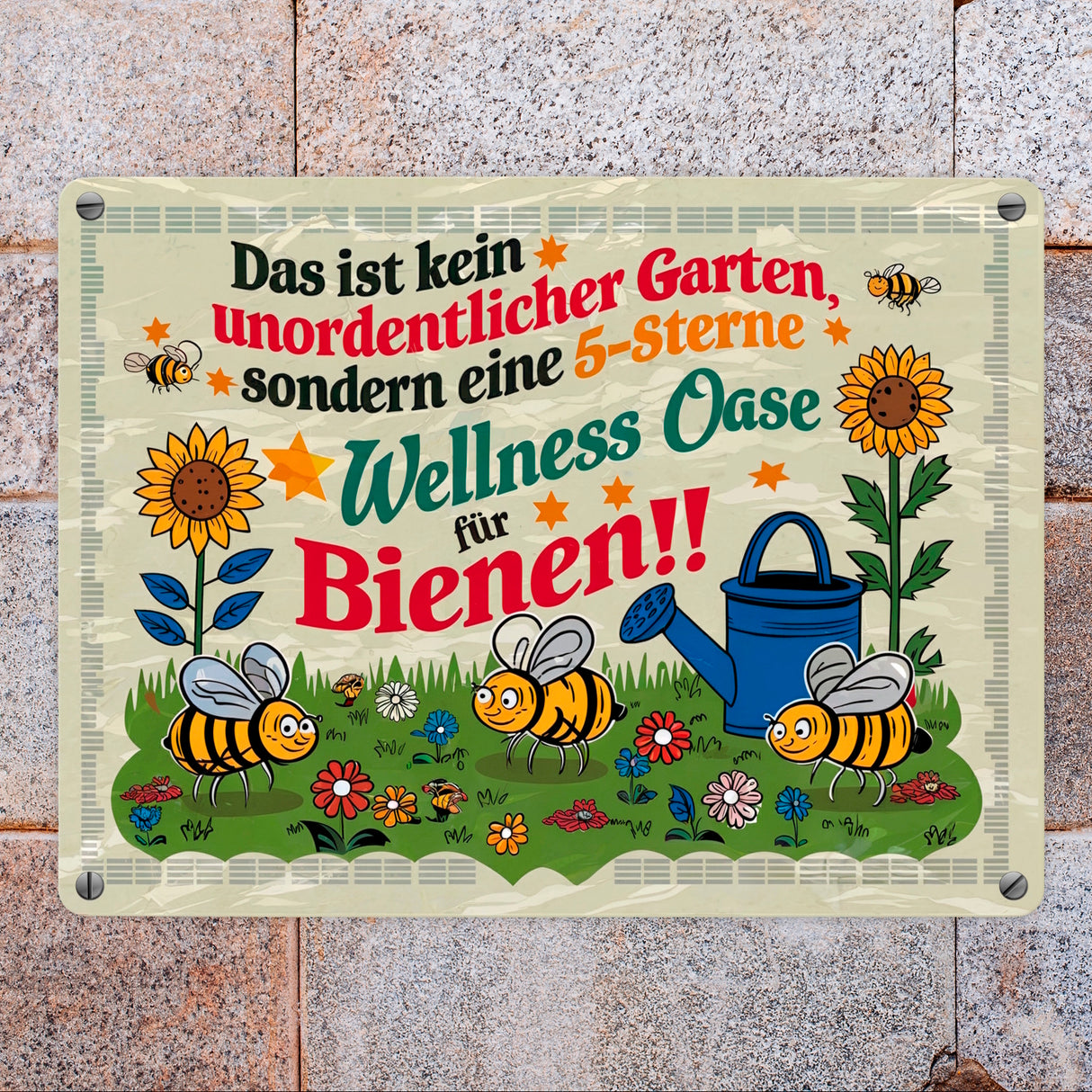 5-Sterne Wellness Oase für Bienen Metallschild in 15x20 cm