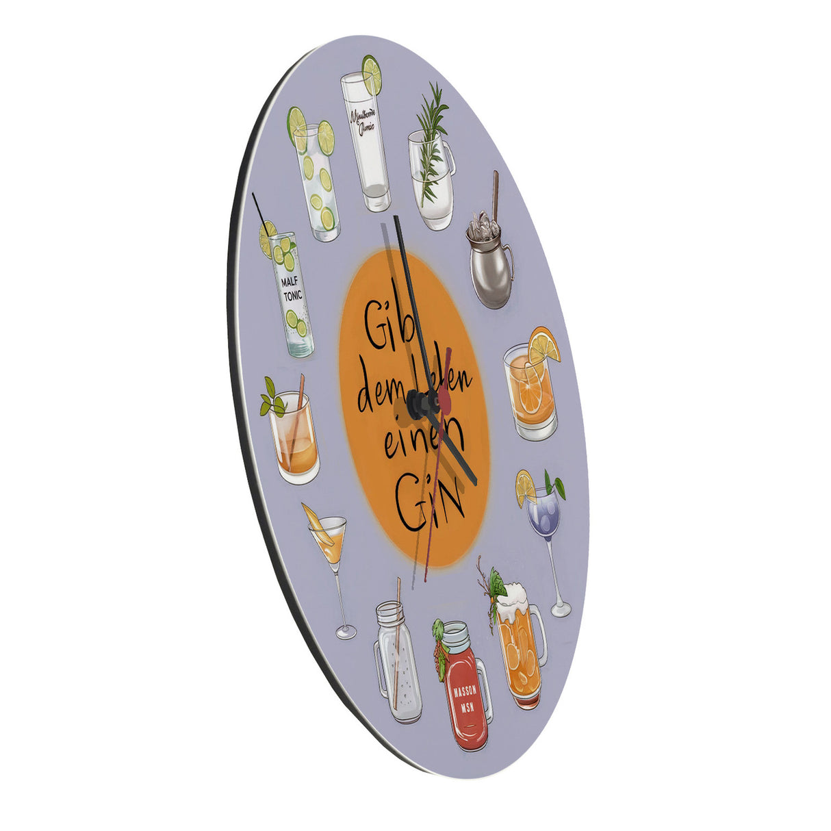 Gin Tonic Variationen Wanduhr - Gib dem Leben Gin