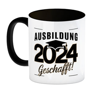 Ausbildung 2024 Geschafft Kaffeebecher mit Doktorhut