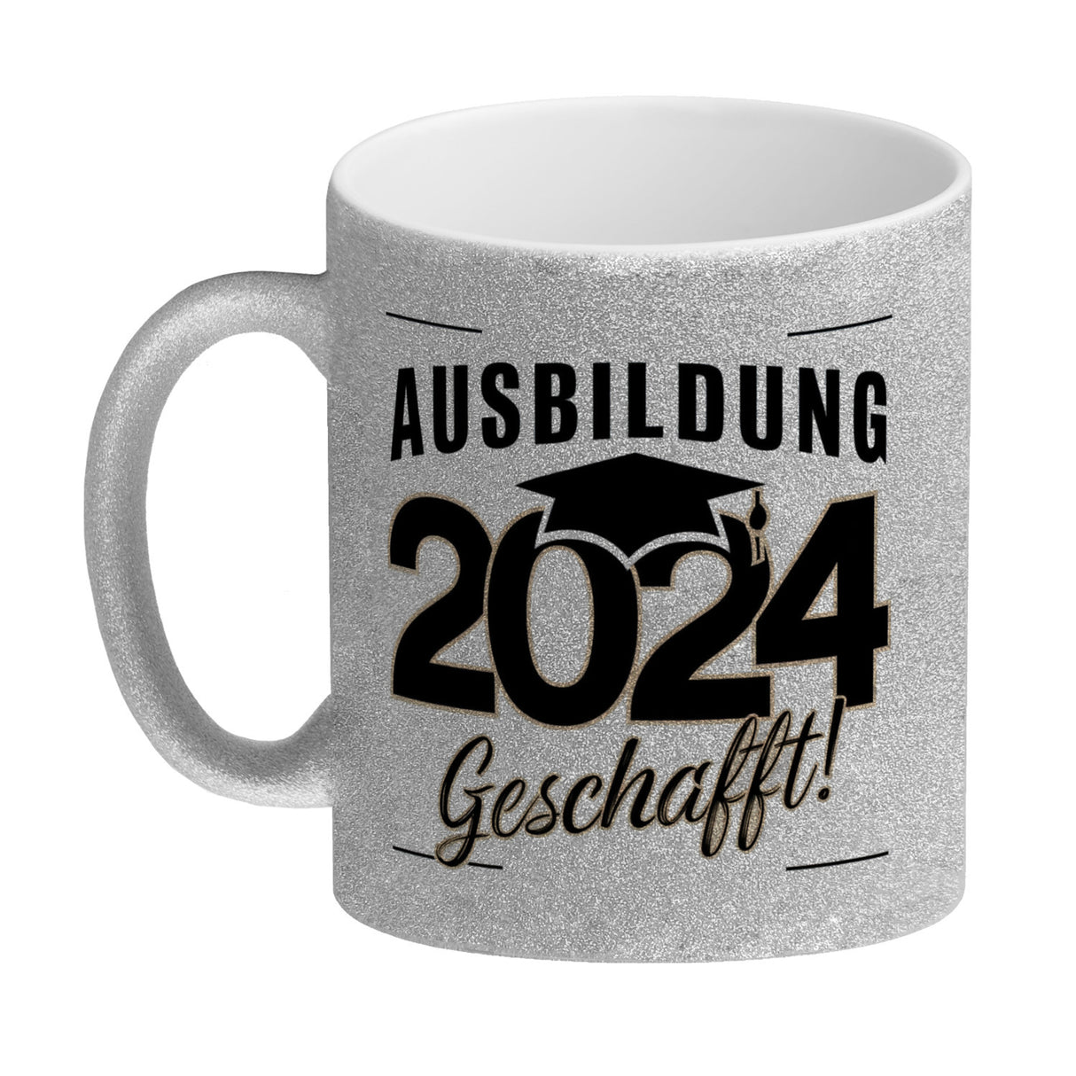 Ausbildung 2024 Geschafft Kaffeebecher mit Doktorhut