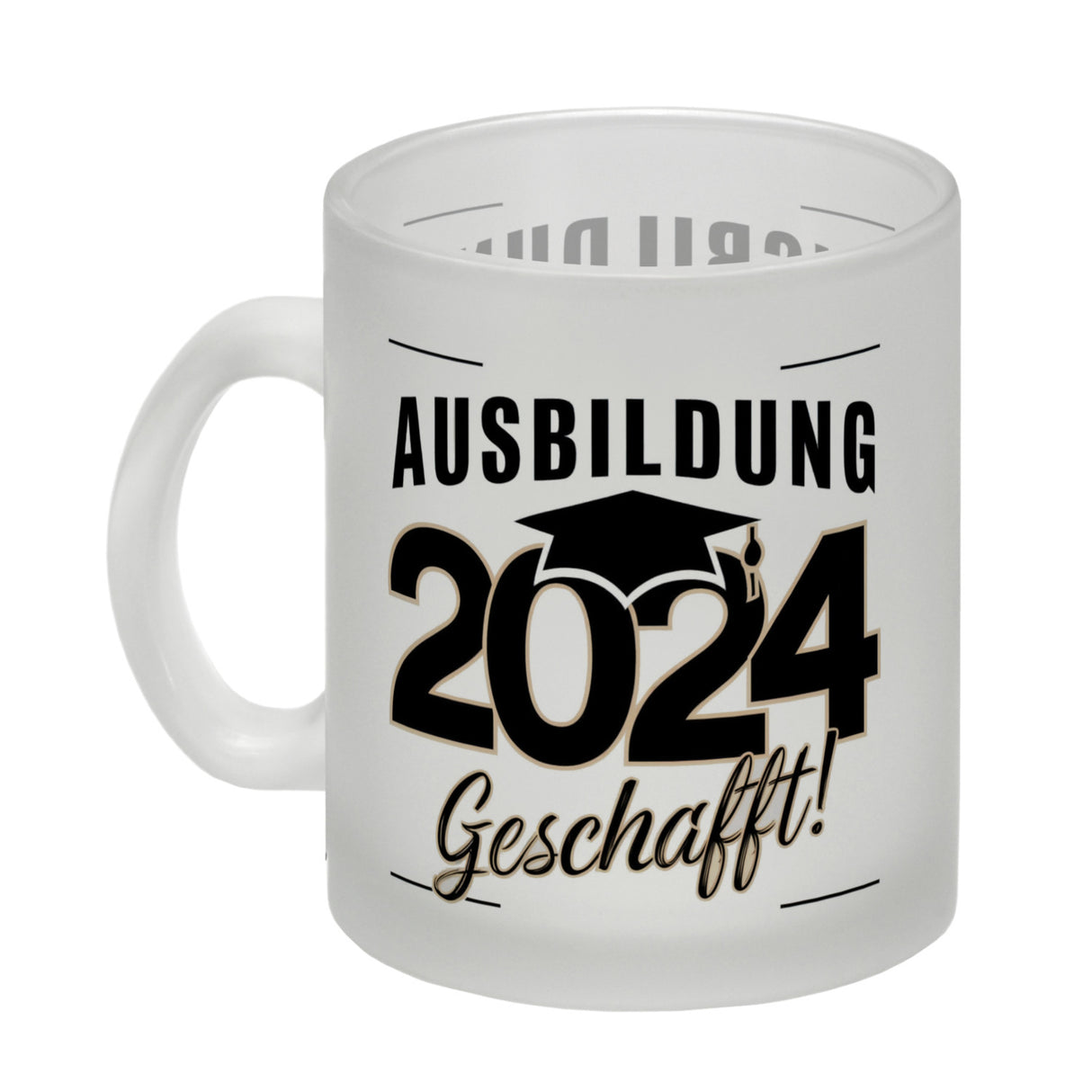 Ausbildung 2024 Geschafft Kaffeebecher mit Doktorhut