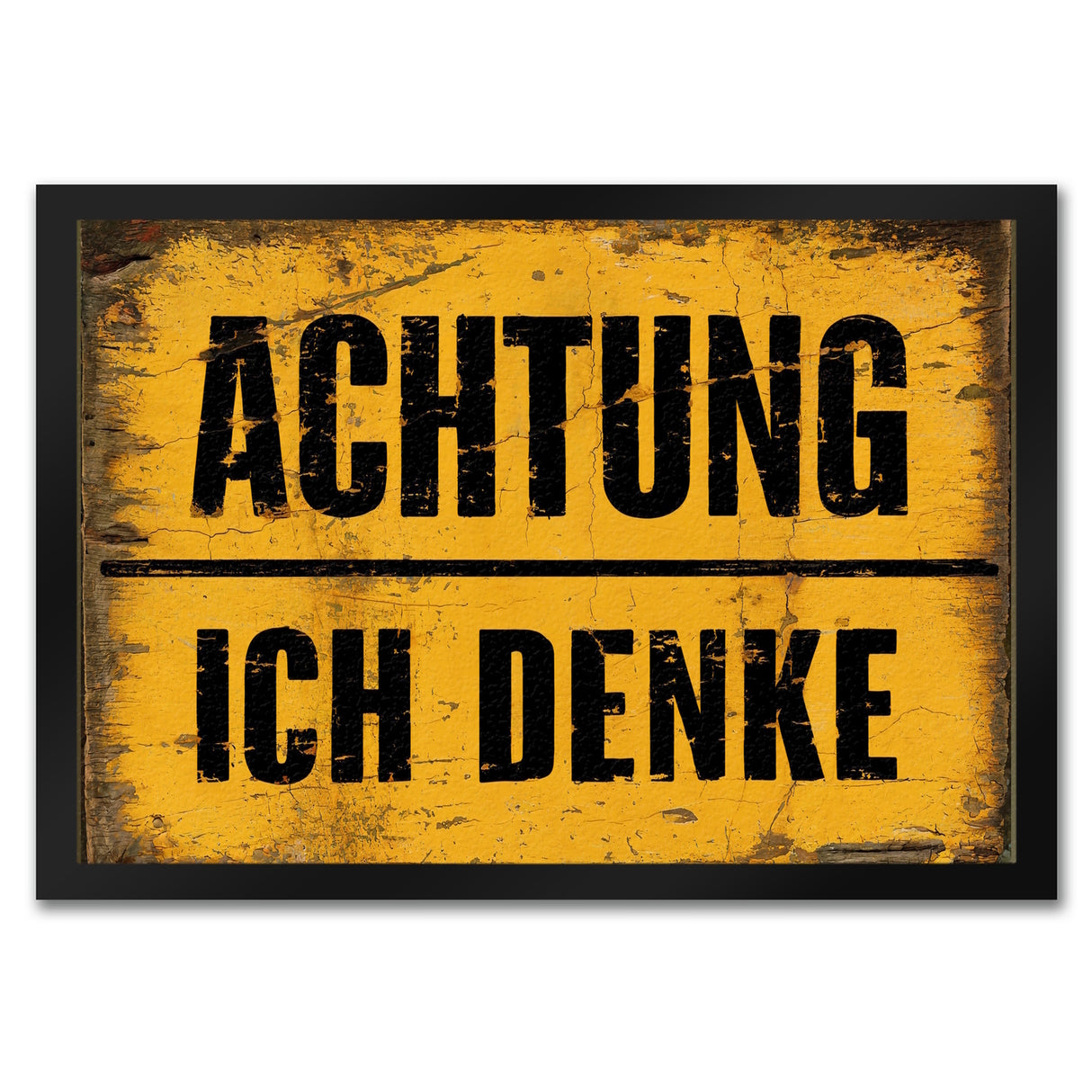 Achtung ich denke - Altes Holzschild-Design Fußmatte in 35x50 cm