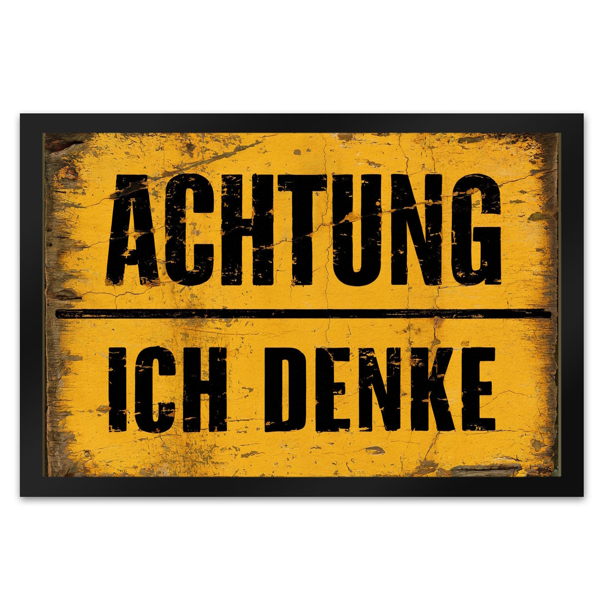 Achtung ich denke - Altes Holzschild-Design Fußmatte in 35x50 cm