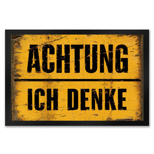 Achtung ich denke - Altes Holzschild-Design Fußmatte in 35x50 cm