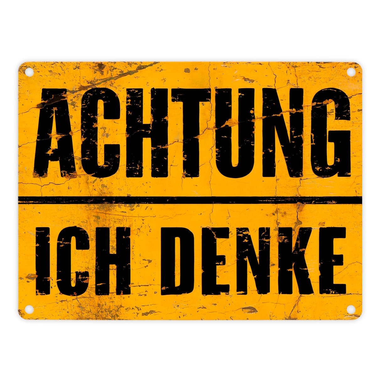 Achtung ich denke - Altes Holzdesign Metallschild in 15x20 cm