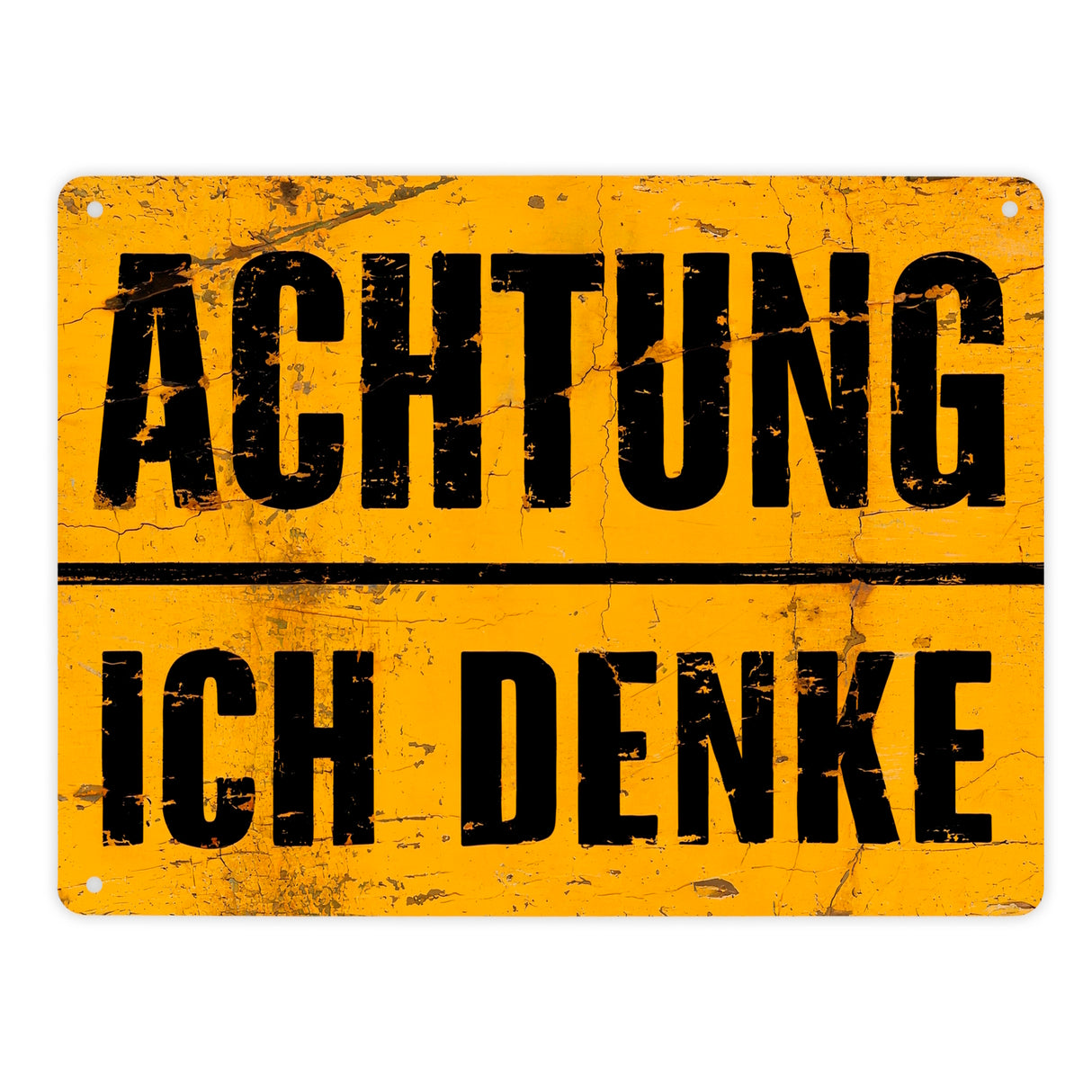 Achtung ich denke - Altes Holzdesign Metallschild in 15x20 cm