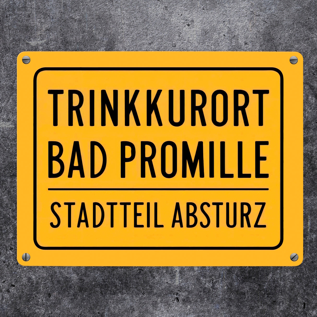 Trinkkurort BAD PROMILLE Metallschild in 15x20 cm - Stadtteil Absturz