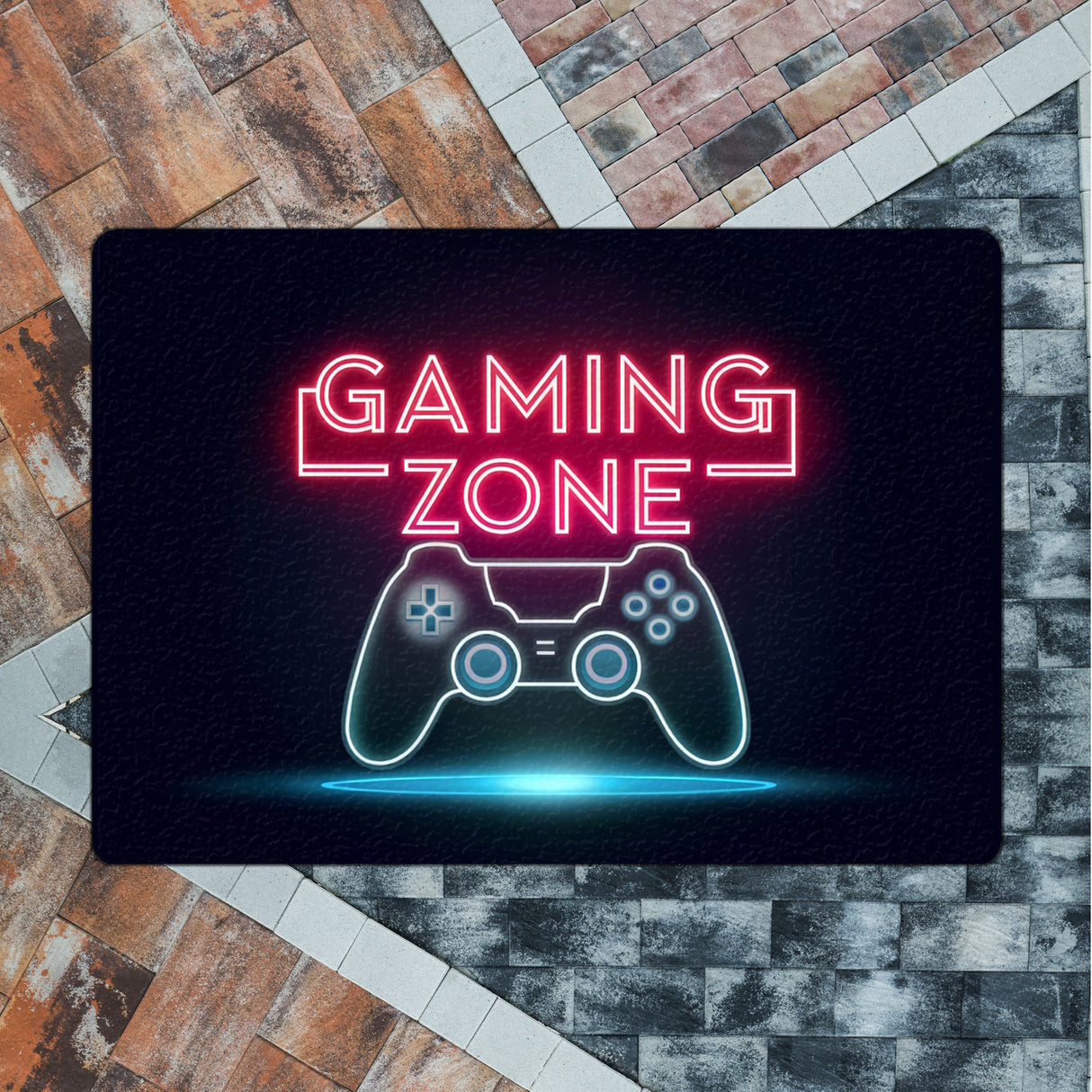 Gaming Zone Controller Fußmatte in 35x50 cm ohne Rand in Neonschrift