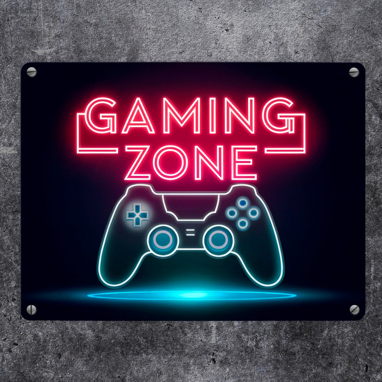 Gaming Zone Controller Fußmatte in Metallschild in 15x20 cm