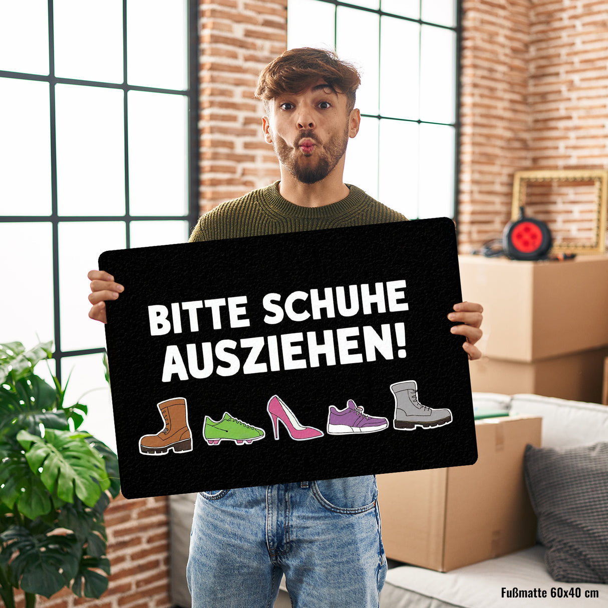 Bitte Schuhe ausziehen Fußmatte in 35x50 cm ohne Rand