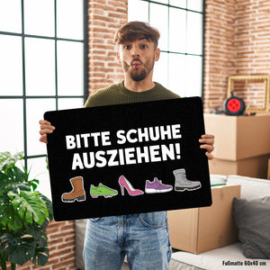 Bitte Schuhe ausziehen Fußmatte in 35x50 cm ohne Rand