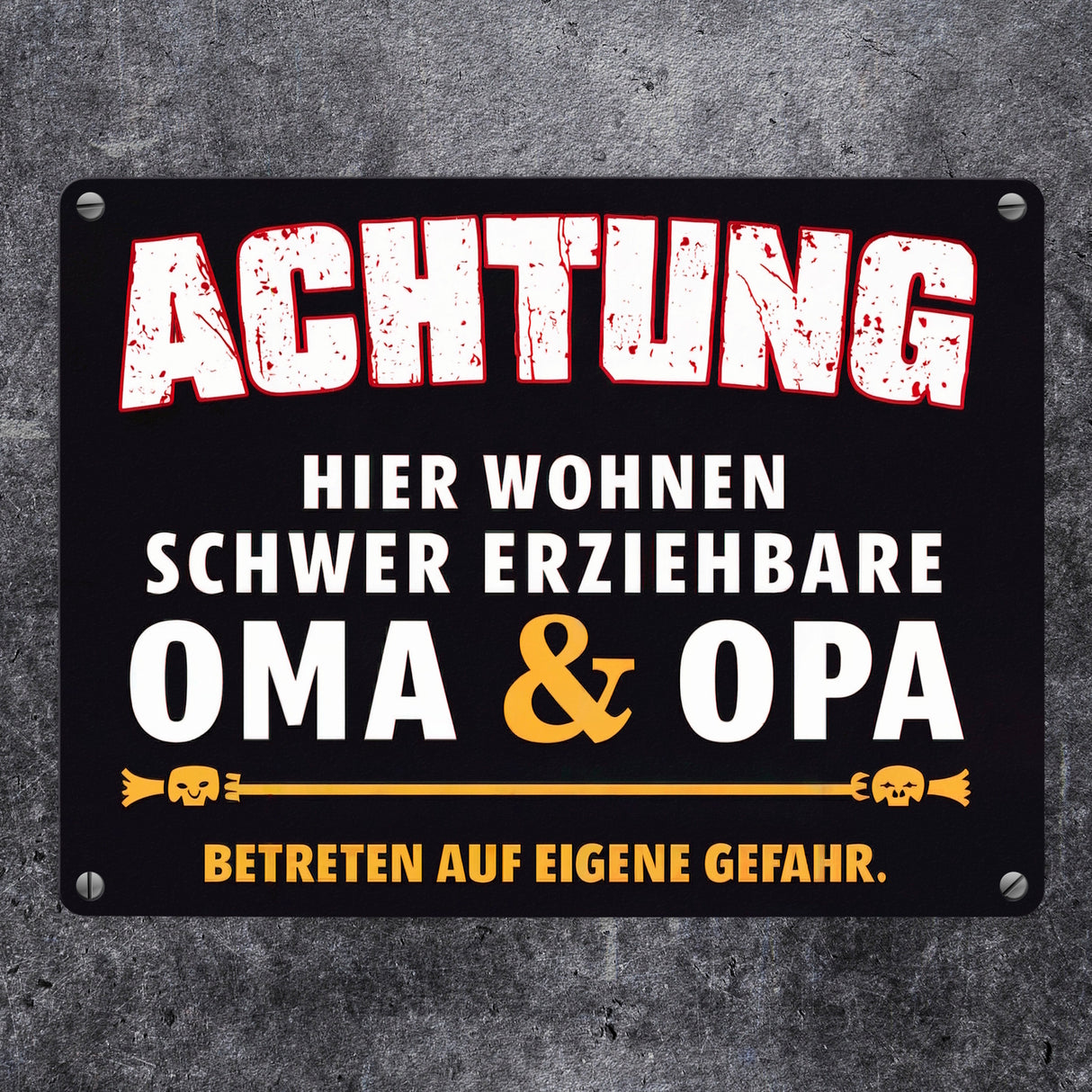 Schwer erziehbare Oma + Opa Metallschild in 15x20 cm