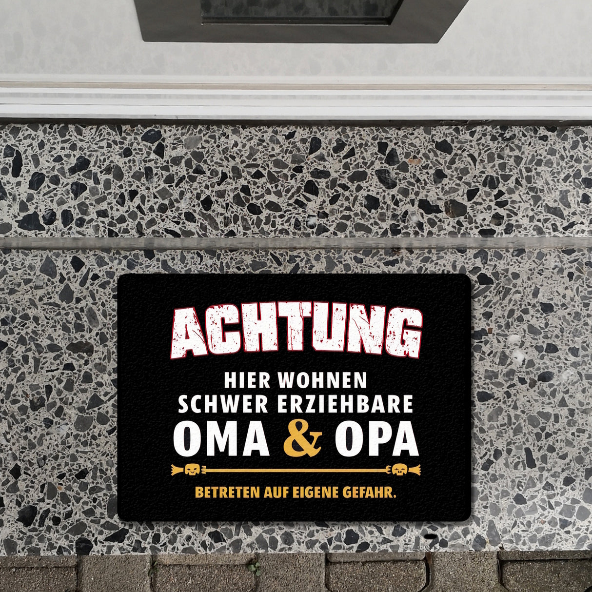 Schwer erziehbare Oma + Opa Fußmatte in 35x50 cm ohne Rand