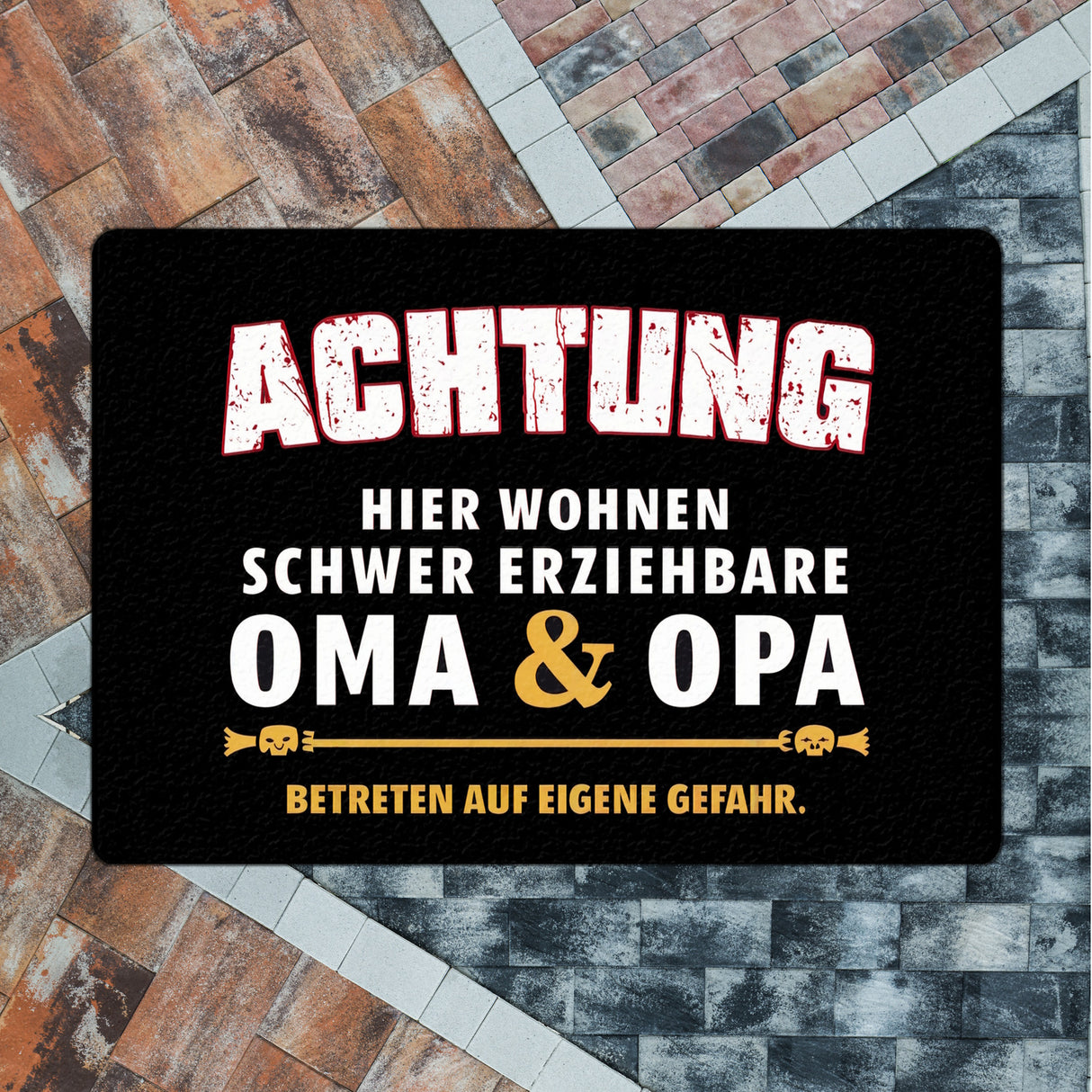 Schwer erziehbare Oma + Opa Fußmatte in 35x50 cm ohne Rand