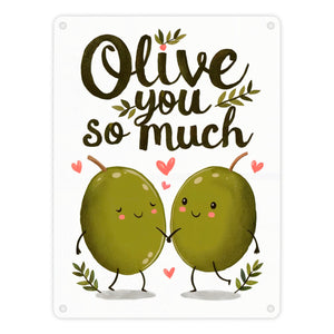 Zwei niedliche Oliven Metallschild in 15x20 cm - Olive You so much