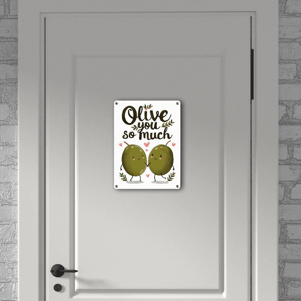 Zwei niedliche Oliven Metallschild in 15x20 cm - Olive You so much