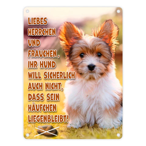 Bitte Hundehaufen nicht liegen lassen Metallschild in 15x20 cm mit Spruch