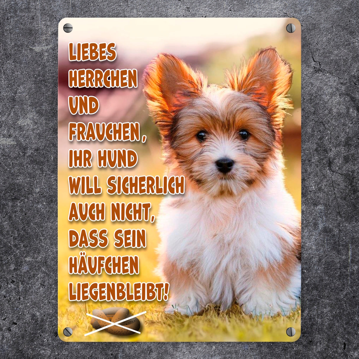 Bitte Hundehaufen nicht liegen lassen Metallschild in 15x20 cm mit Spruch