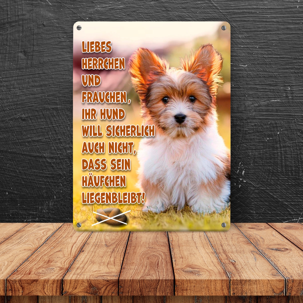 Bitte Hundehaufen nicht liegen lassen Metallschild in 15x20 cm mit Spruch