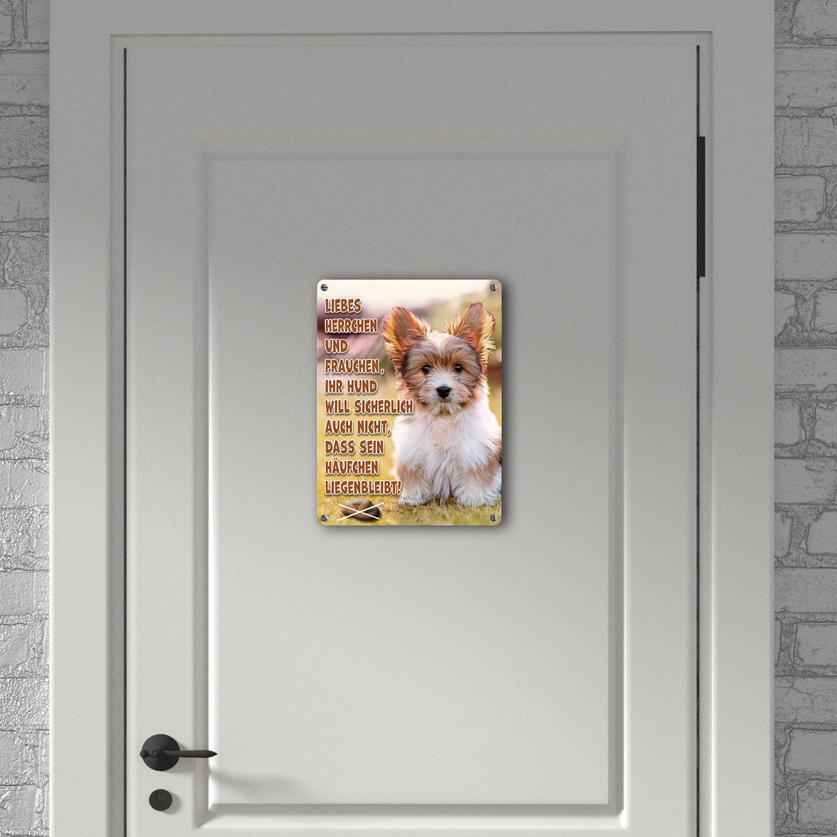 Bitte Hundehaufen nicht liegen lassen Metallschild in 15x20 cm mit Spruch