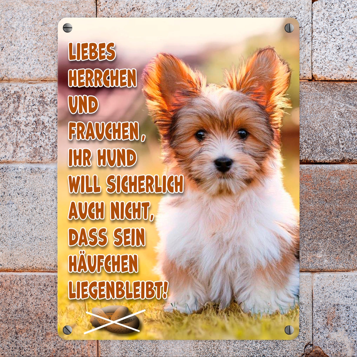 Bitte Hundehaufen nicht liegen lassen Metallschild in 15x20 cm mit Spruch