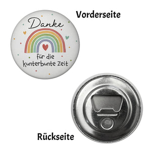 Regenbogen Magnet rund mit Spruch Danke für die kunterbunte Zeit