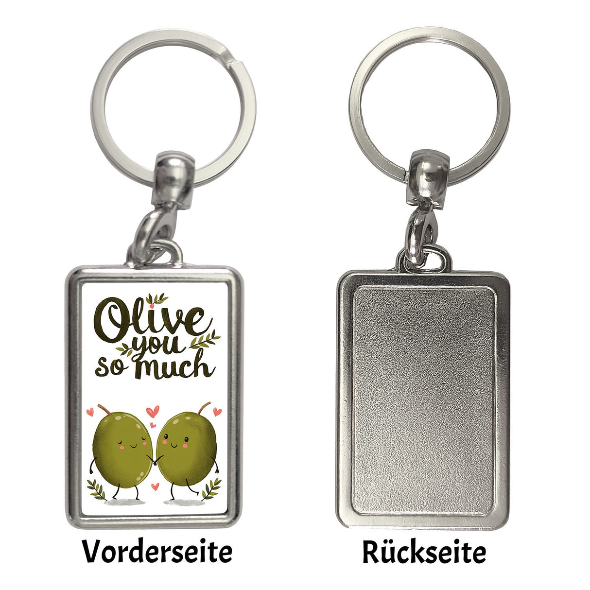 Zwei niedliche Oliven Schlüsselanhänger - Olive You so much