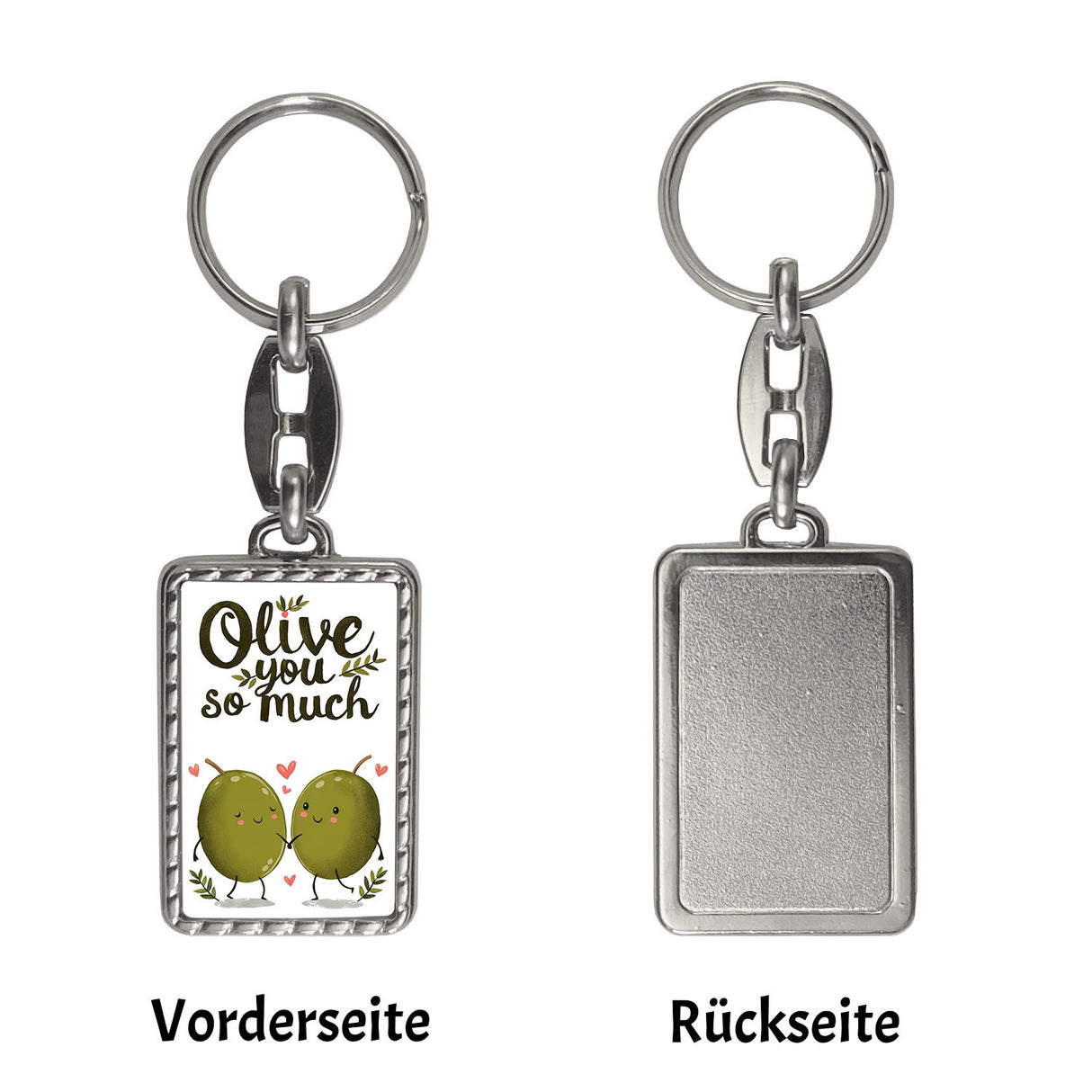 Zwei niedliche Oliven Schlüsselanhänger - Olive You so much