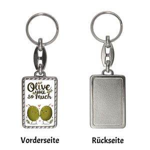 Zwei niedliche Oliven Schlüsselanhänger - Olive You so much