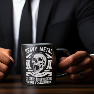 Heavy Metal statt Volksmusik Tasse mit Totenkopf