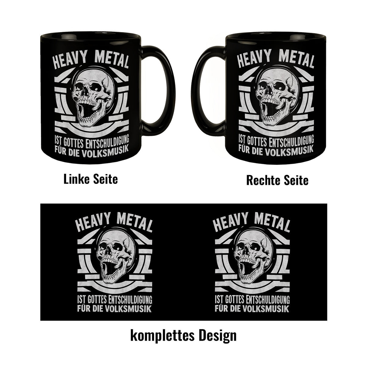 Heavy Metal statt Volksmusik Tasse mit Totenkopf