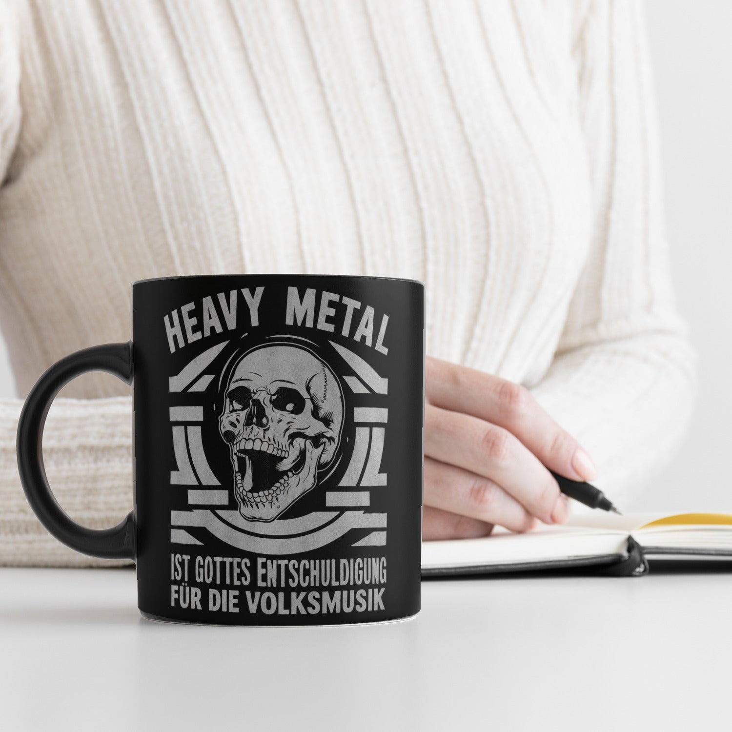 Heavy Metal Totenkopf Tasse – Schwarzer Keramikbecher, 300 Ml, Mit Markantem Schädel-Design, Spülmaschinenfest