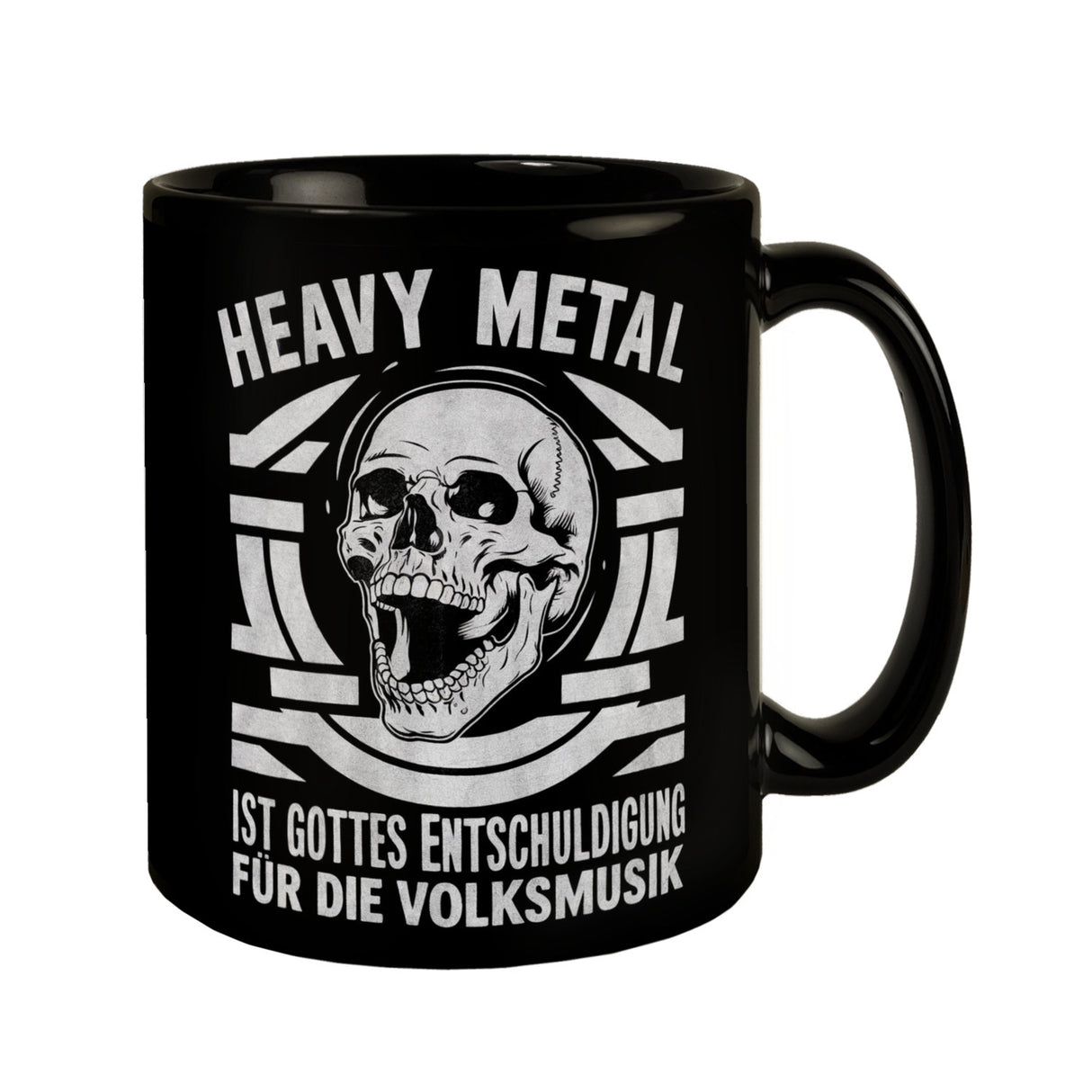 Heavy Metal statt Volksmusik Tasse mit Totenkopf