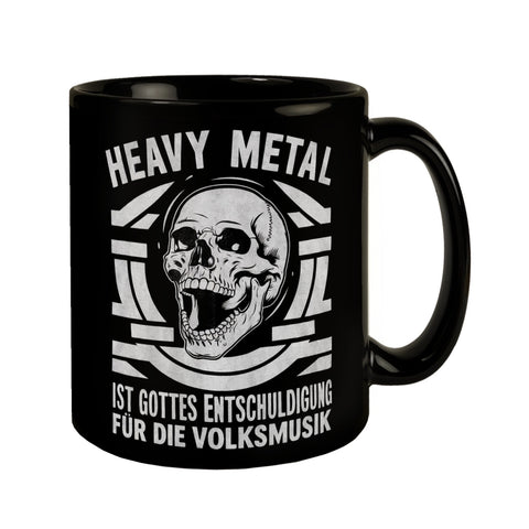 Heavy Metal statt Volksmusik Tasse mit Totenkopf