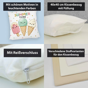 Eiscreme Kissen mit Spruch Summer Time