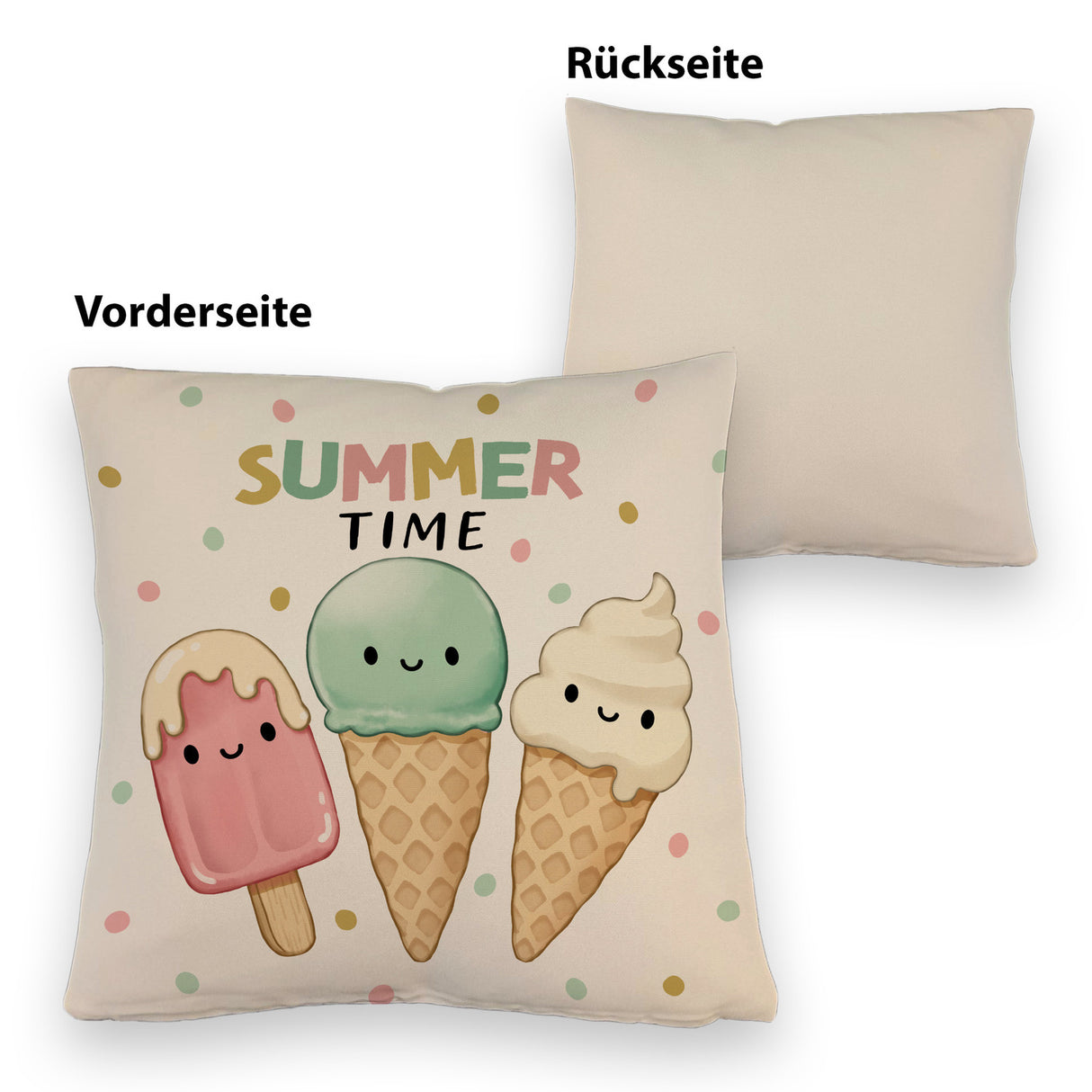 Eiscreme Kissen mit Spruch Summer Time