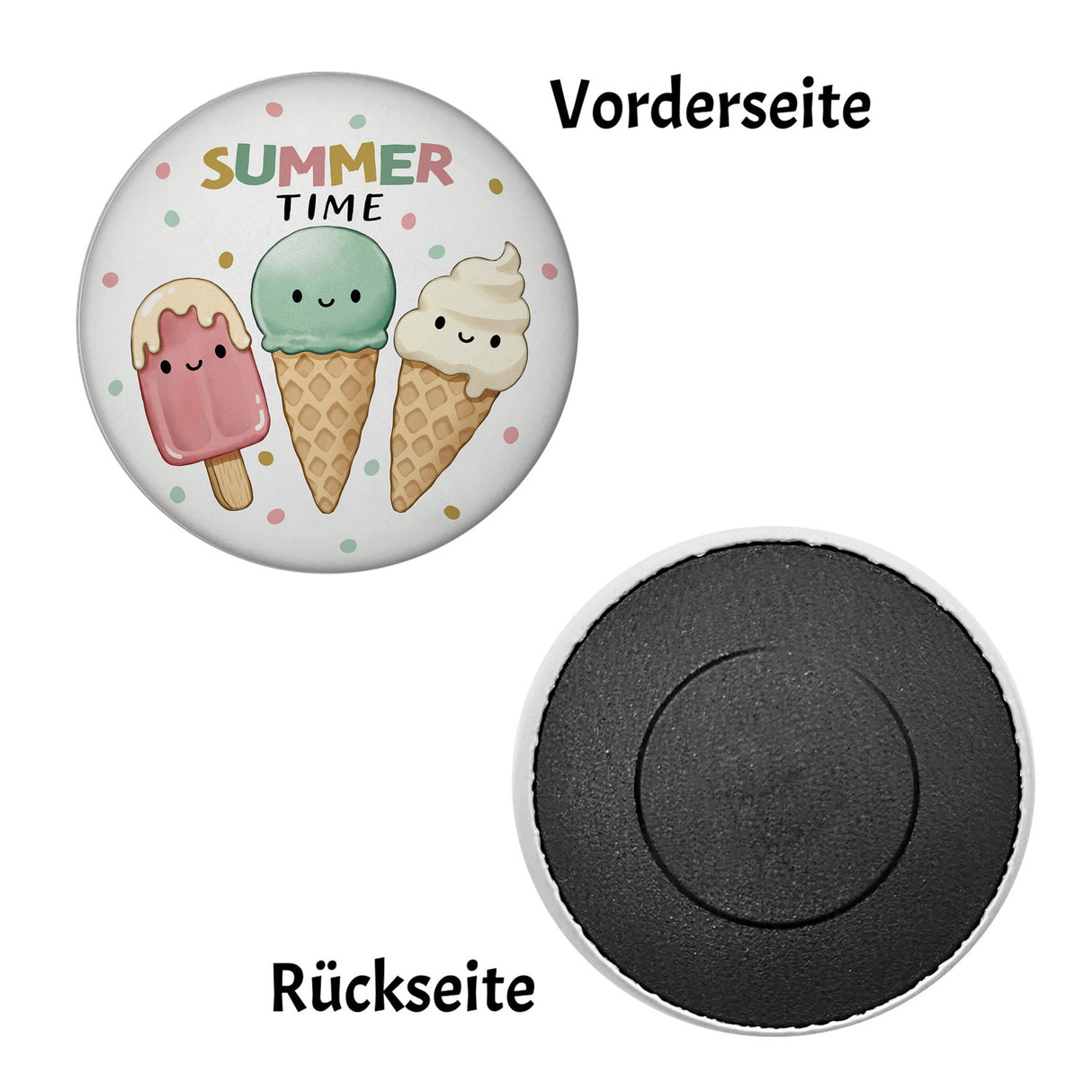 Eiscreme Magnet rund mit Spruch Summer Time