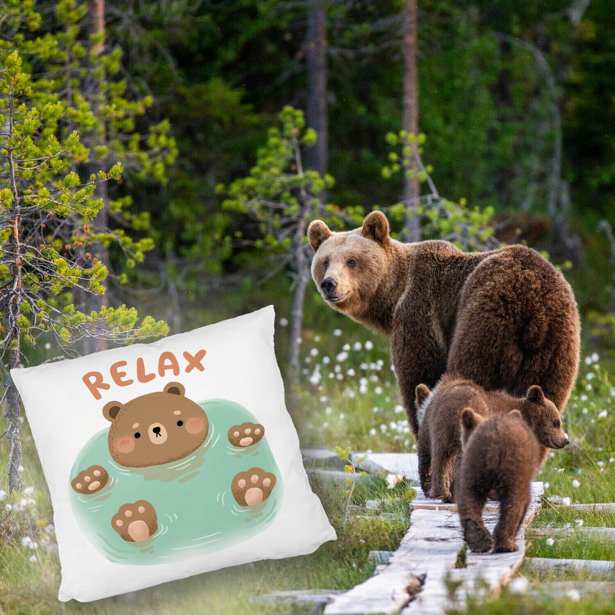 Bär Kissen mit Spruch Relax