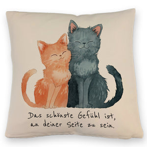 Katzenpaar Kissen mit Spruch An deiner Seite sein ist das schönste Gefühl