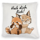 Luchs und Panda Kissen mit Spruch Hab dich lieb