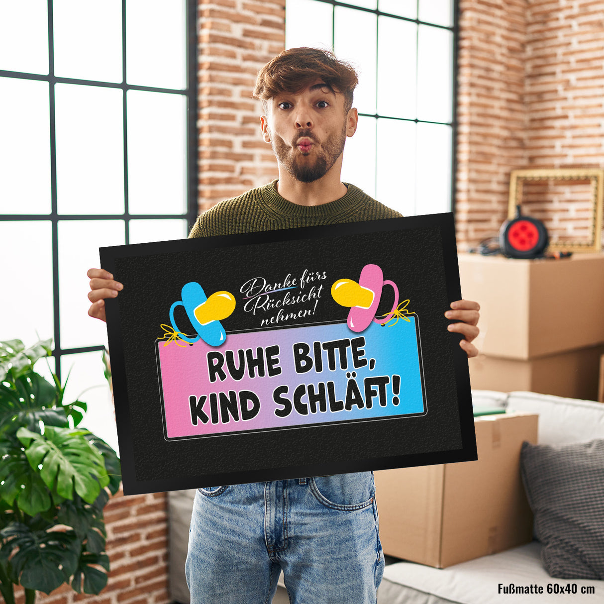 Ruhe bitte, Kind schläft! Fußmatte in 35x50 cm