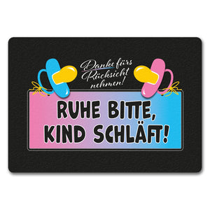 Ruhe bitte, Kind schläft! Fußmatte in 35x50 cm ohne Rand