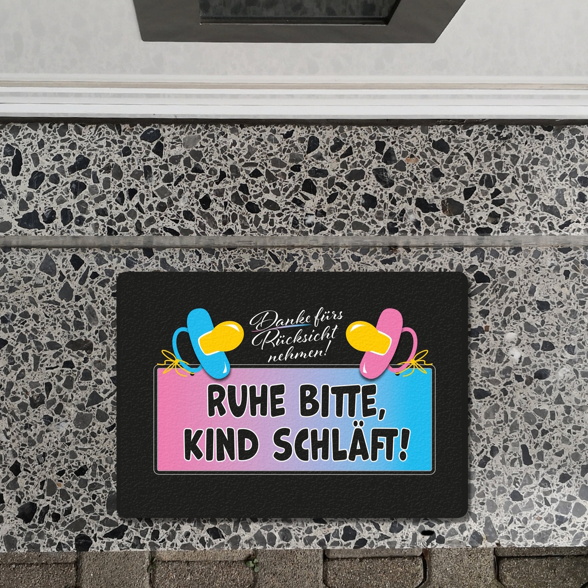 Ruhe bitte, Kind schläft! Fußmatte in 35x50 cm ohne Rand