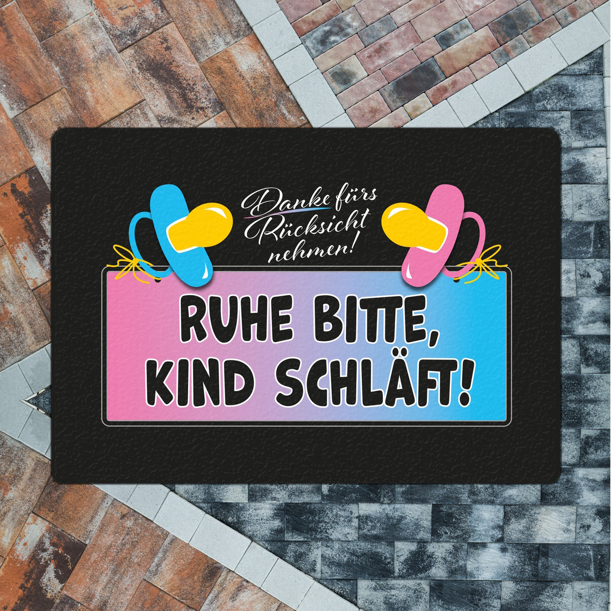 Ruhe bitte, Kind schläft! Fußmatte in 35x50 cm ohne Rand