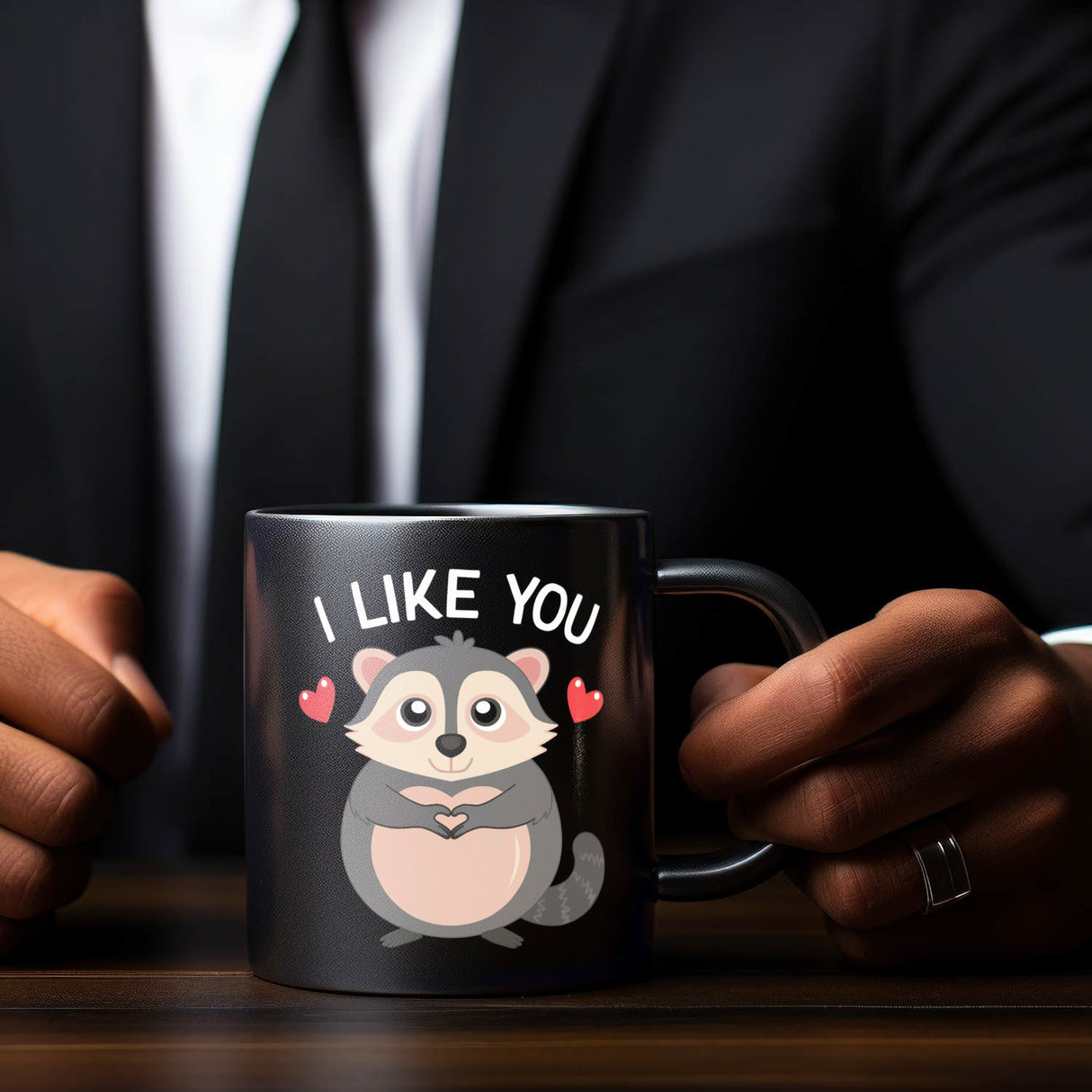 Niedlicher Waschbär Herzen Tasse - I like you