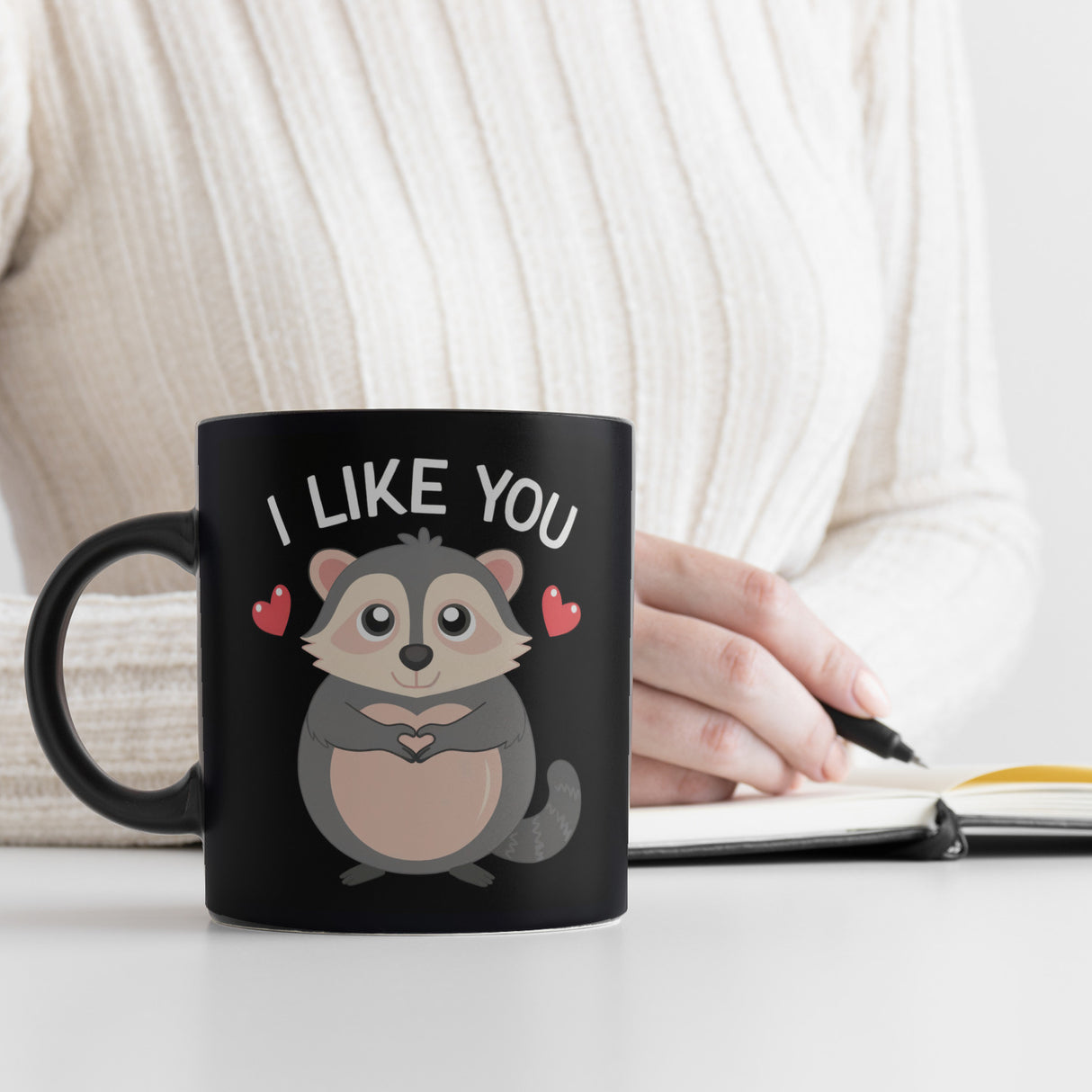 Niedlicher Waschbär Herzen Tasse - I like you