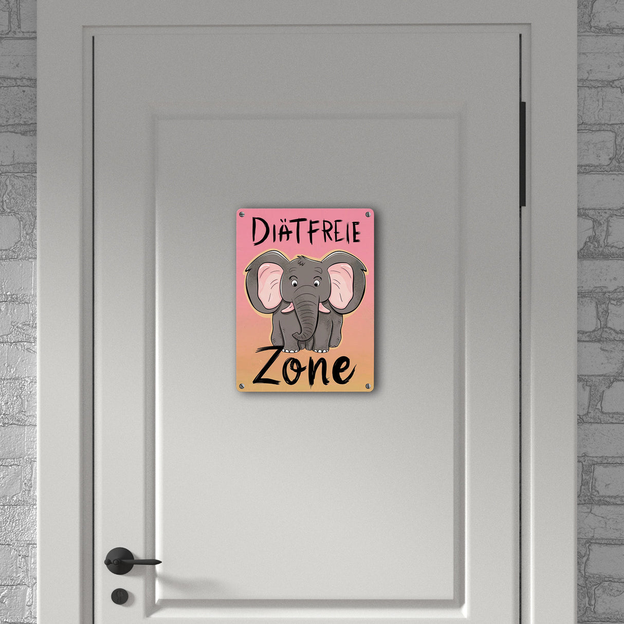 Grauer Elefant - Diätfreie Zone - Metallschild in 15x20 cm