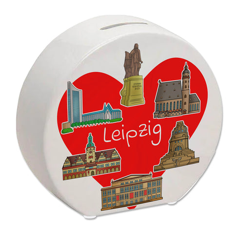 Sehenswürdigkeiten von Leipzig Spardose mit Herz - Souvenir und Dekoration