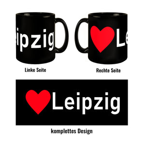 Schwarze Tasse mit Herz Leipzig - Leipzig Kaffeebecher