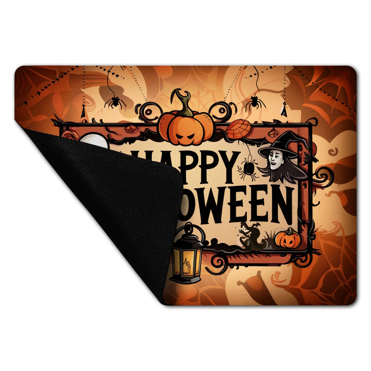 Happy Halloween Fußmatte in 35x50 cm ohne Rand mit Geistern und Laternen